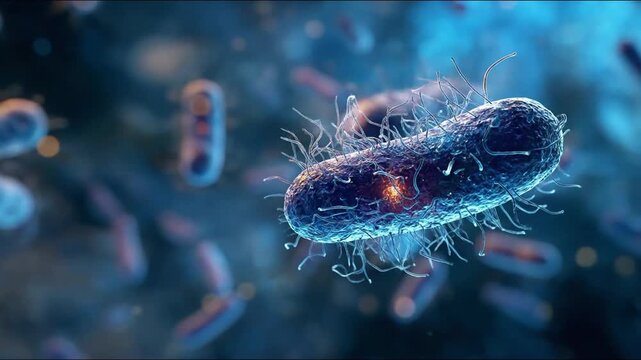 Bacteria swimming in fluid
