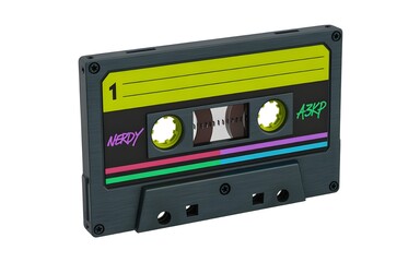 Obraz premium Retro cassette tape with rainbow colors and black body