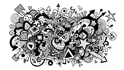 Black and white doodle art.