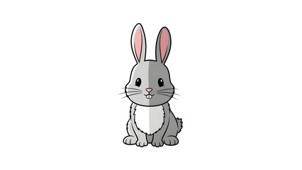 Obraz premium Charming cartoon grey rabbit illustration, perfect for a playful design element, children's book character, or adorable animal-themed graphic, featuring a friendly and soft-colored style
