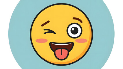 Fototapeta premium Wacky Winking Emoji with Tongue Out and Rolling Eye, Expressing Playful Silliness and Joyful Excitement