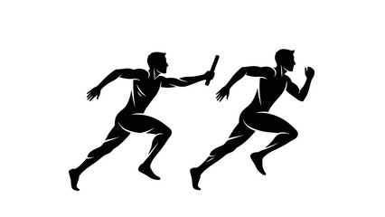 Fototapeta premium Two male athletes sprinting fast.