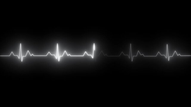 white-colored neon ecg heartbeat line on dark background