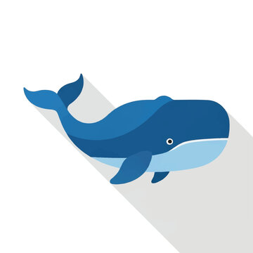 Blue Whale Illustration with Simple Design.
