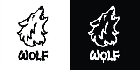 Graffiti wolf logo vector design