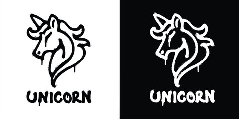 Graffiti unicorn logo vector design
