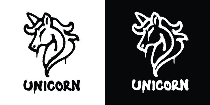Graffiti unicorn logo vector design