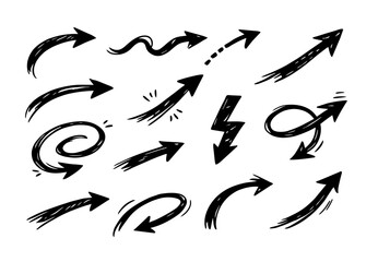 Hand Drawn Black Arrows Illustration Set