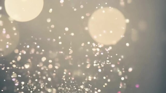 Dreamy abstract background featuring floating golden bokeh particles and warm light leaks on a neutral backdrop.