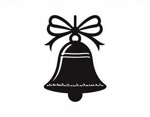 Christmas bell silhouette vector art white background