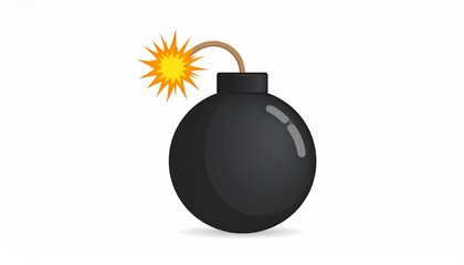 bomb with burning wick on a white background 