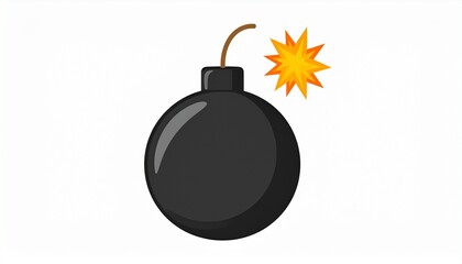 bomb with burning wick on a white background 