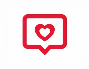 Red message bubble with heart. Happy Valentine's day, romance simple love symbol, ico