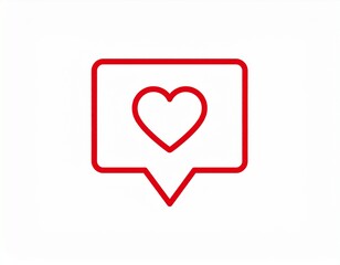 Red message bubble with heart. Happy Valentine's day, romance simple love symbol, ico