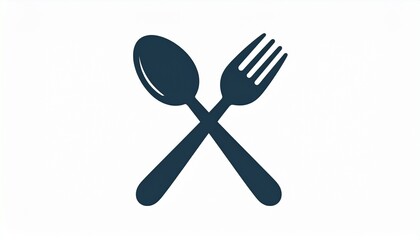 Spoon and fork icon isolated on white background