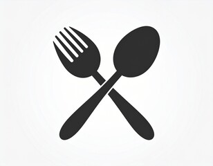 Spoon and fork icon isolated on white background