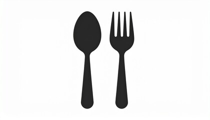 Spoon and fork icon isolated on white background