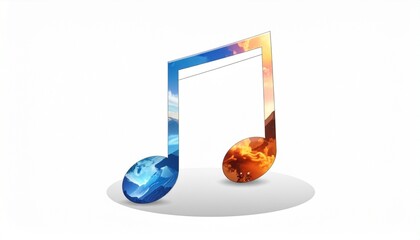 Glossy red circular icon with white musical notes symbol.