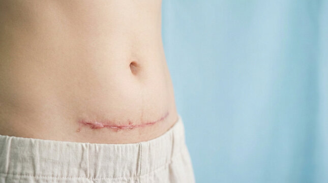 Cesarean Section Scar on Woman's Abdomen  