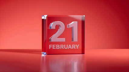 Red calendar block for february 21st