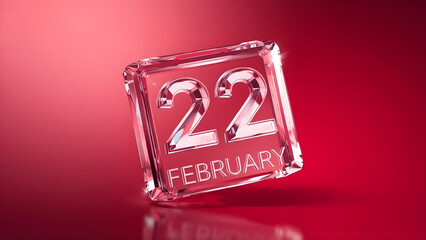 February 22nd date glass block 3d rendering