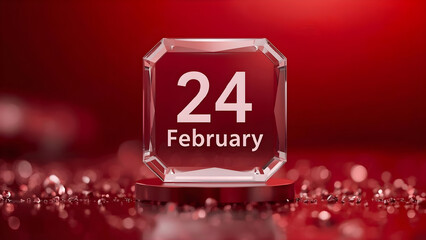 February 24th date displayed on a glass calendar