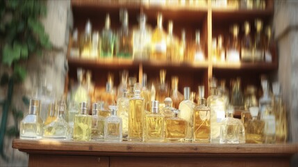 Perfume store interior blurred for beauty and branding background.