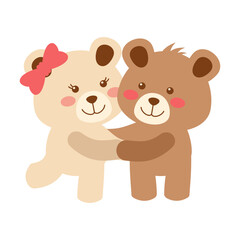 Obraz premium Cute Valentine's Day Bear Couple Illustration