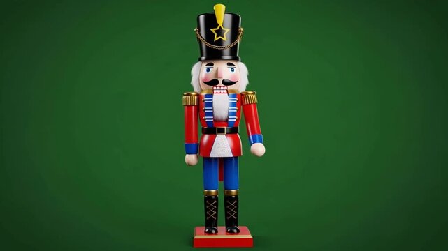 3D Nutcracker Soldier Waving Animation on Green Screen Background