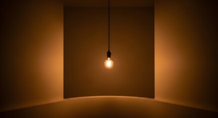 Elegant podium setting with single light bulb and minimalist decor