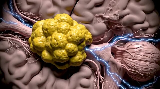 Vestibulocochlear Nerve Tumor Growth Showing Progressive Hearing Loss Facial Nerve Compression and Brainstem Pressure in Detailed Anatomy