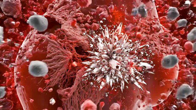 Gout Flare Inside Big Toe Joint Showing Uric Crystal Formation Immune Attack and Explosive Inflammation in Detailed Anatomy