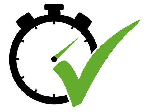 Stoppuhr Symbol mit gr&uuml;nem H&auml;kchen