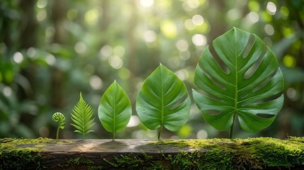 Tropical Leaves Arranged By Size Forming Growth Concept