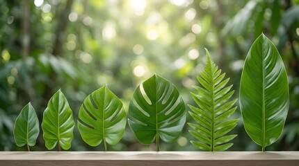 Tropical Leaves Arranged By Size Forming Growth Concept