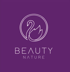 Elegant Line Art Swan Logo Vector Illustration