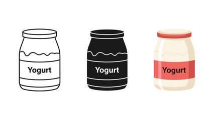 Three different yogurt pots with labels Vector