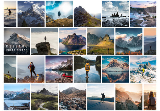 Photo Collage Squares Grid Effect Mockup