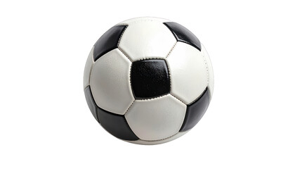 Fototapeta premium A classic black and white soccer ball, isolated on a stark black background