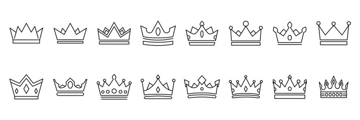 Obraz premium Crown icon set. With transparent background line style. Vector illustration