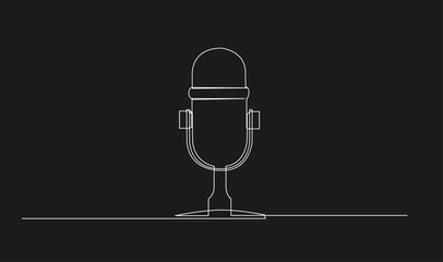 Continuous Line Art Drawing of a Retro Studio Microphone