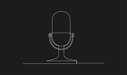 One Continuous Line Drawing of a Vintage Retro Microphone Icon