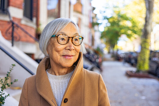 Portrait of A Calm and Stylish Senior Asian Woman