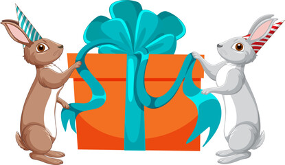 Cute rabbit with gift box