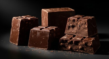 Delicious Dark Chocolate Pieces with Nuts, Rich Cocoa Dessert, Sweet Confectionery