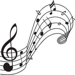 Elegant artistic composition featuring a golden treble clef and flowing music notes floating gracefully on a soft bokeh background for creative inspiration