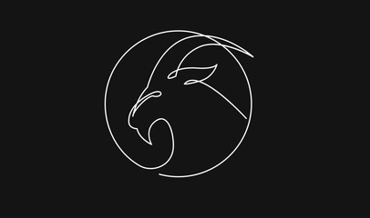 Minimalist Continuous Line Art Lion Head Logo Icon in a Circle on Black Background