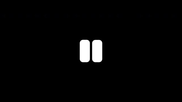 Mouse click on video pause and play buttons. Click pause and click play. Pause video icon. Cursor arrow click media player video. Transparent background with alpha channel