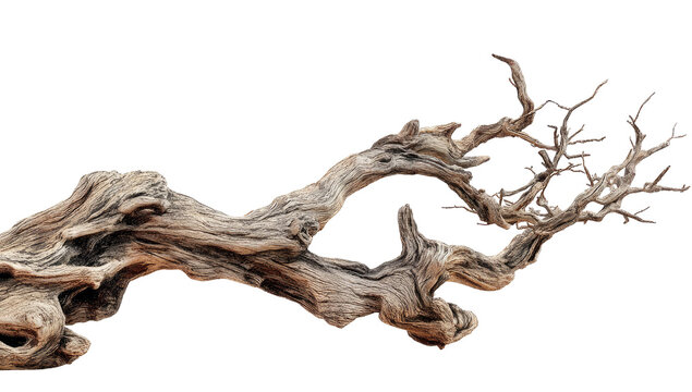 Driftwood branch, intricate curves, aged wood