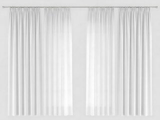 Obraz premium Elegant white sheer curtains hanging gracefully on a window rod